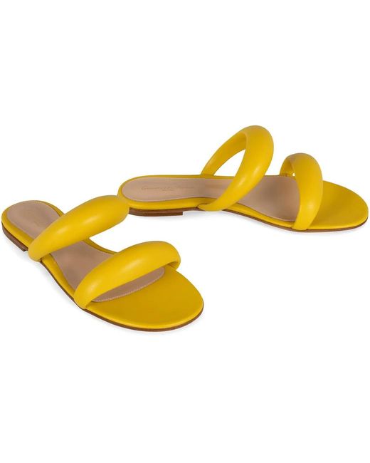 Gianvito Rossi Yellow Leather Slides