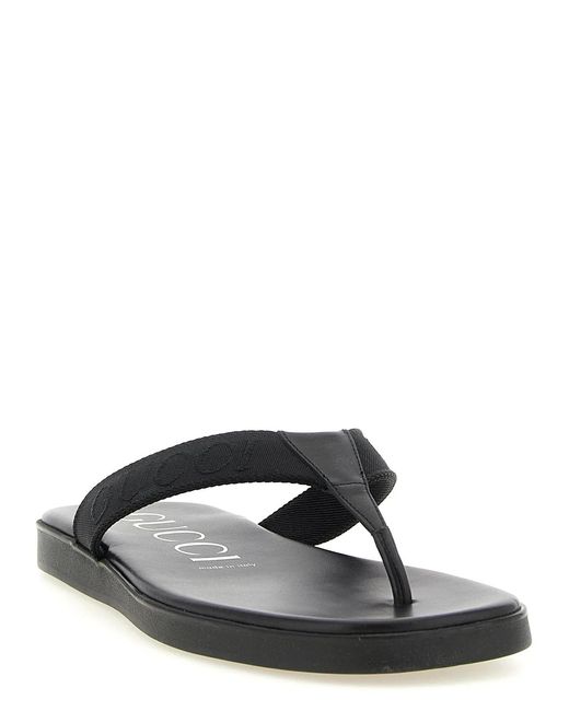 Gucci Black Jacquard Thong Sandals for men