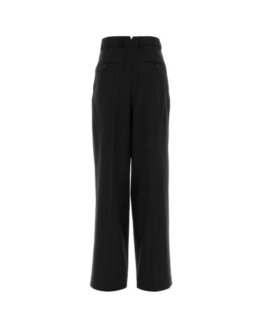 AMI Black High Waist Wide Trousers With Two Pleats