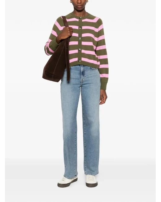 7 For All Mankind Blue Stovepipe Oceanstone Straight-Leg Jeans