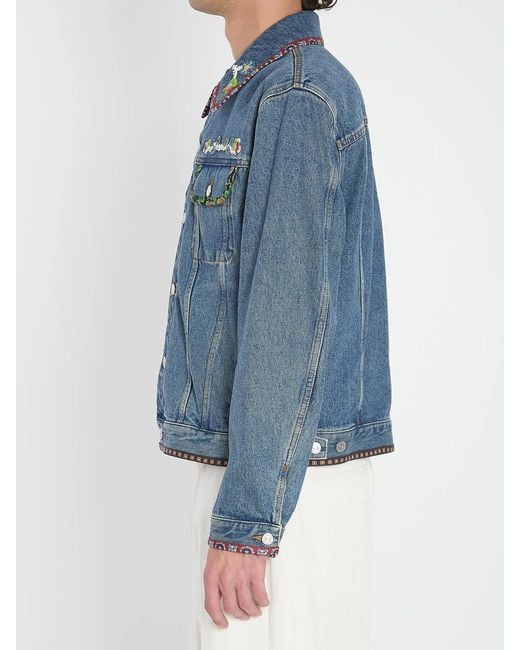 Valentino Garavani Blue Bead-Embroidered Denim Jacket for men
