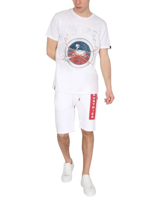 Alpha Industries White "Mission To Mars" T-Shirt for men