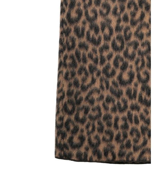 Alysi Brown Wool Midi Skirt