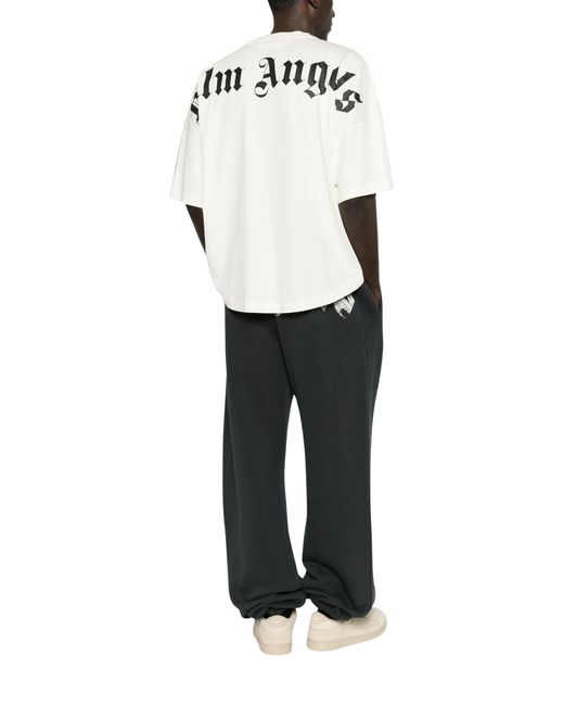 Palm Angels White Logo Printed Oversize T-Shirt for men