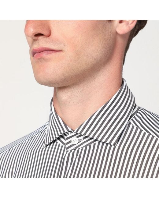 Xacus Gray Striped Active Twill Shirt Tailor Fit for men