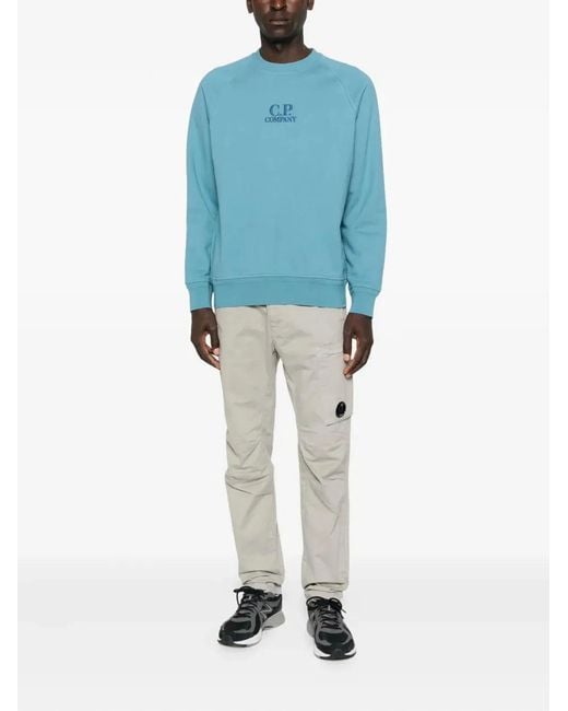 C P Company Blue C.P.Company Embroidered Sweater for men