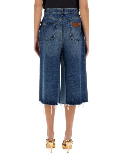 Chloé Blue Patchwork Denim Bermuda Shorts