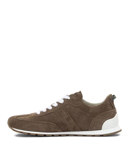 Brunello Cucinelli Brown "Shiny Loops" Low-Top Sneakers