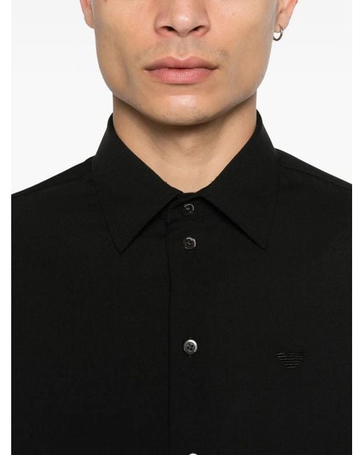 Emporio Armani Black Wool Shirt for men