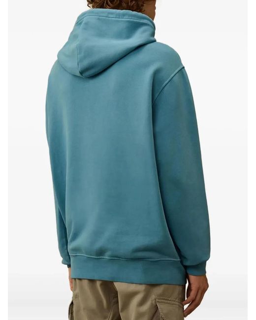 C P Company Blue C.P.Company Hoodie With Embroidered Logo for men