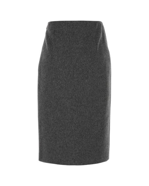 Prada Gray Dark Wool Skirt
