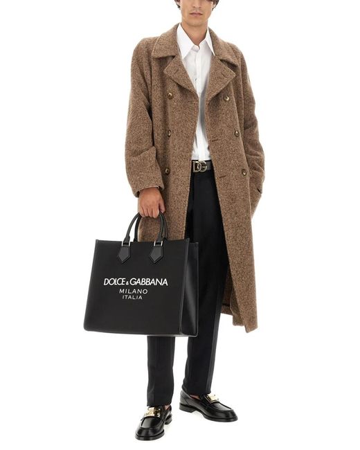 Dolce & Gabbana Natural Dolce & Gabbana Double-Breasted Coat for men