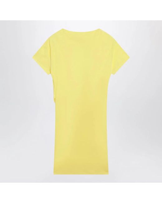 Jacquemus Yellow Mistral Draped-Back Mini Dress