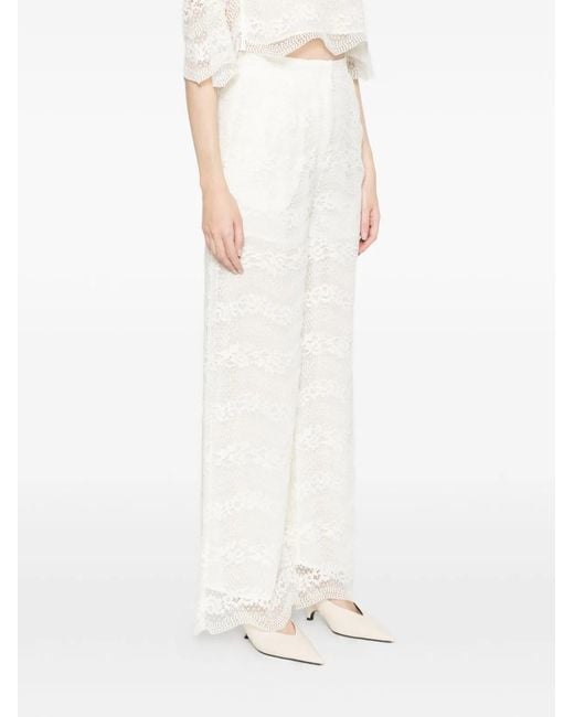 Twinset White Mother Of Pearl Cotton Trousers