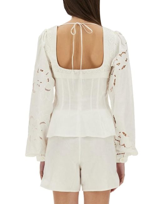MARINE SERRE White Upcycled Linen Top