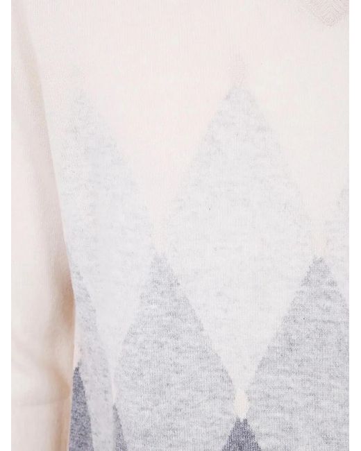 Ballantyne White V Neck Pullover for men