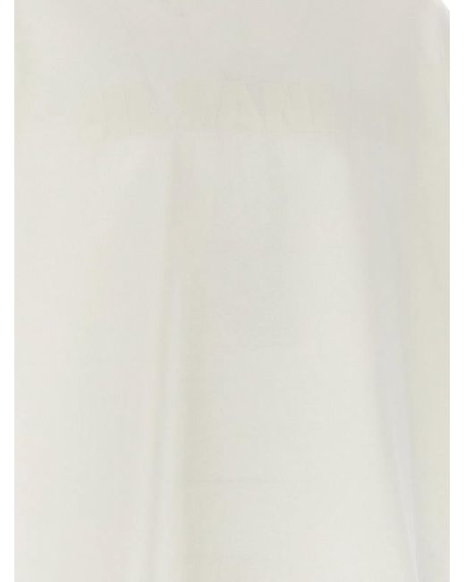 Jil Sander White Logo Print T-Shirt for men