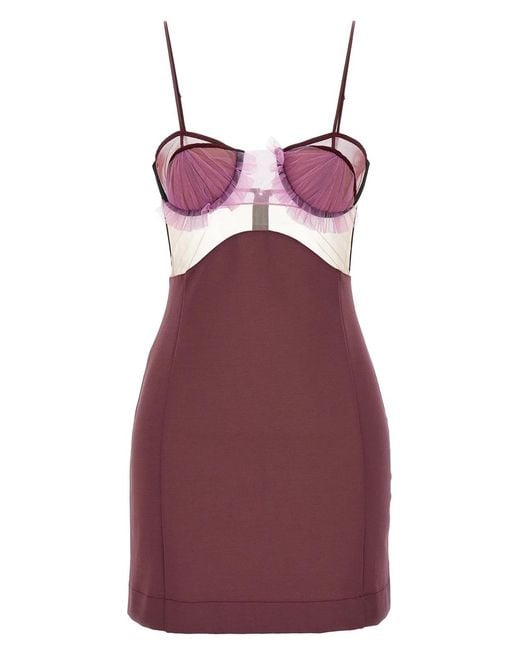 Nensi Dojaka Purple 'Explosive Flower Bra' Dress