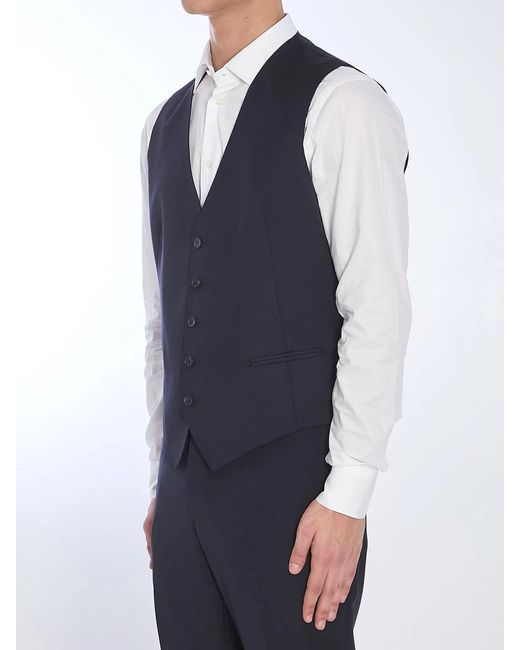 Tagliatore Blue Wool Vest for men