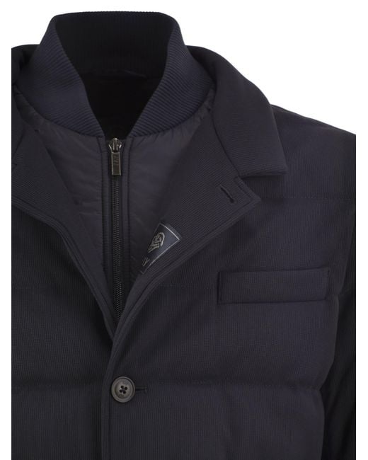 Fay Blue Stretch Nylon Down Blazer for men