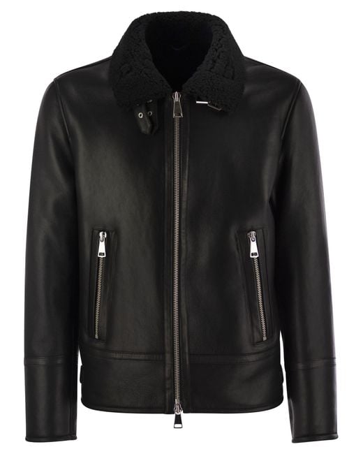 ジャケット DONDUP Loose shearling jacket Dondup Regular Shearling Jacket in Black for Men | Lyst