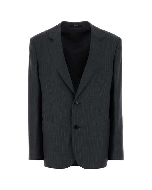 Gucci Black Light Pinstripe Wool Jacket