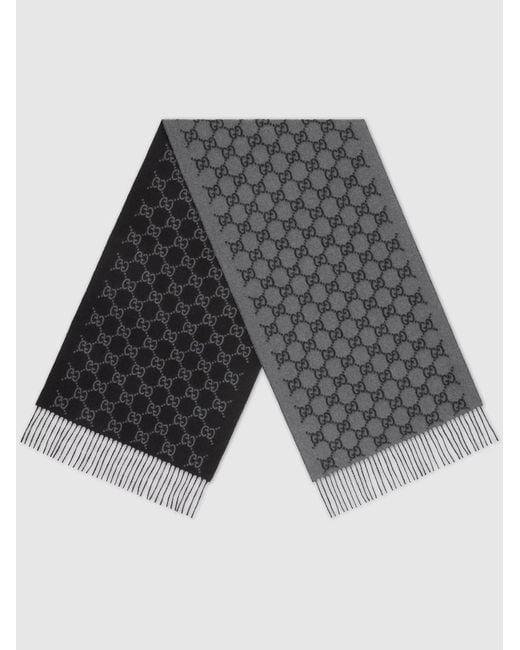 Gucci Gray Gg Cashmere Scarf for men