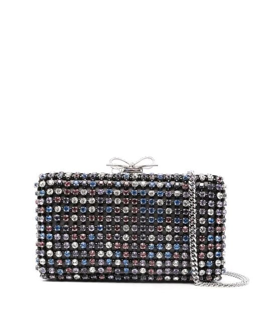 Self-Portrait Gray Crystal Embellished Clutch