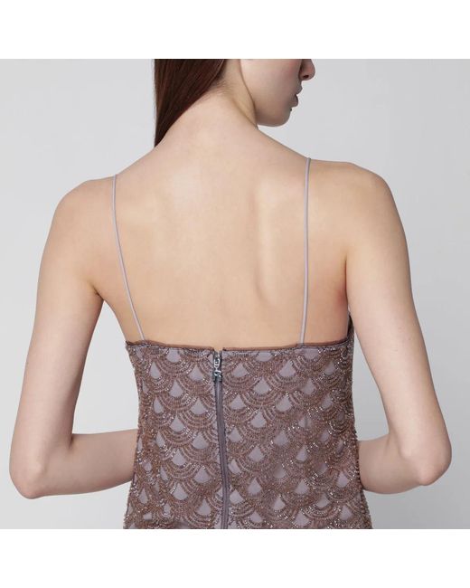 ROTATE BIRGER CHRISTENSEN Gray Scalloped Sequin Mini Dress