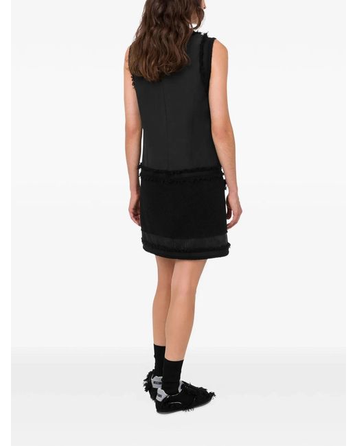 Moschino Couture Black Wool Boucle Stretch Dress