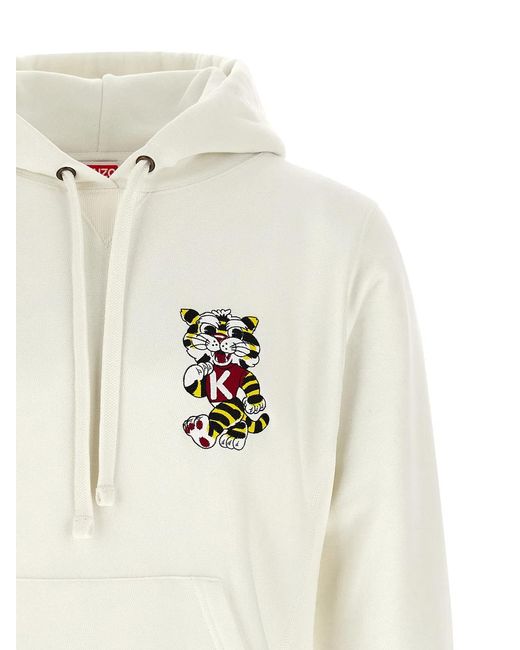 KENZO White 'Wild Tiger Embroidered' Hoodie