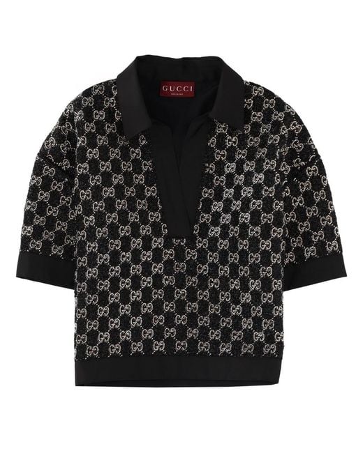 Gucci Black Gg Top With Crystals