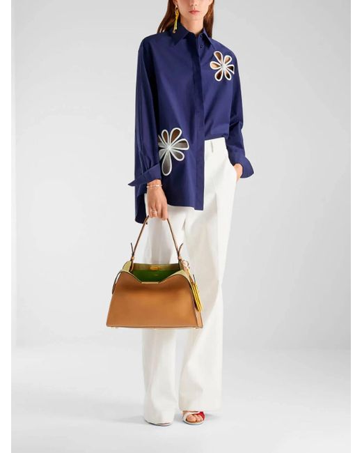 Fendi Blue Ajour Poplin Shirt