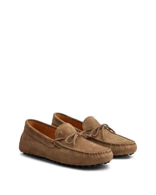 Tod's Brown Gommino Suede Loafers With Lace for men