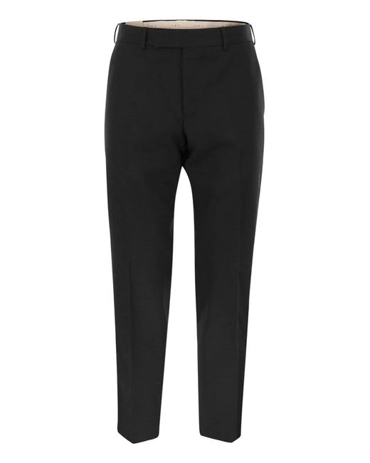 PT01 Black Wool Tailored Slimfit Trousers for men