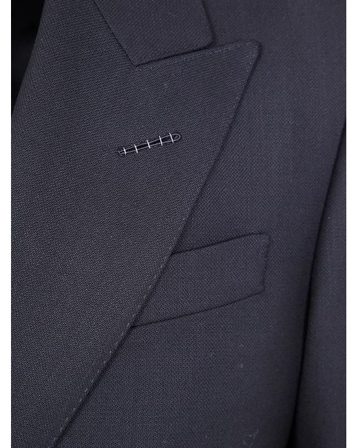 Tom Ford Blue High Twist Broken Twill Double Breast Jacket for men