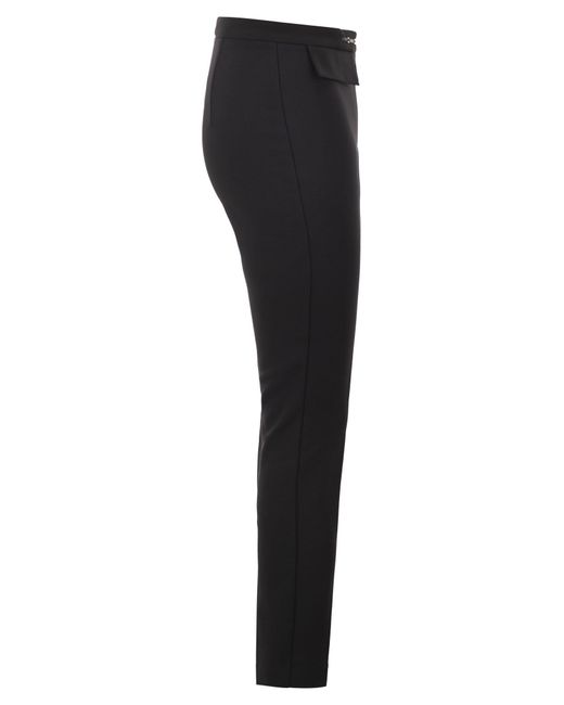 Elisabetta Franchi Black Slim Trousers With Logo Belt