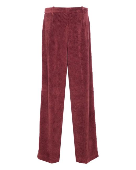 Circolo 1901 Red Corduroy Straight-Leg Pants