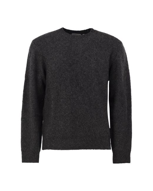 Carhartt Black Mélange Crew Neck Knit With Embroidered Logo