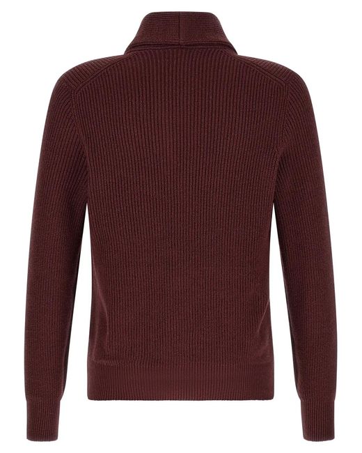 Brunello Cucinelli Purple Malfilé Cotton Cardigan for men
