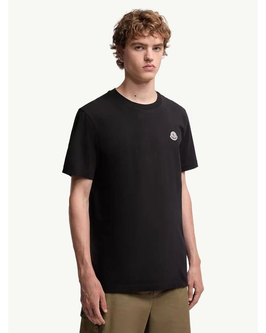 Moncler Black Logo Patch Cotton T-Shirt (Pack Of Three) for men