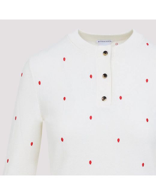 Bottega Veneta Natural Embroidered Cotton Blend Sweater