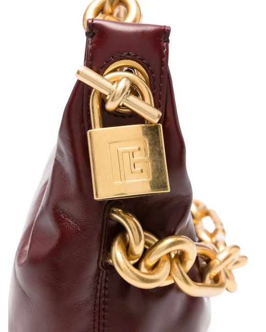 Balmain Brown Sync Medium Leather Shoulder Bag