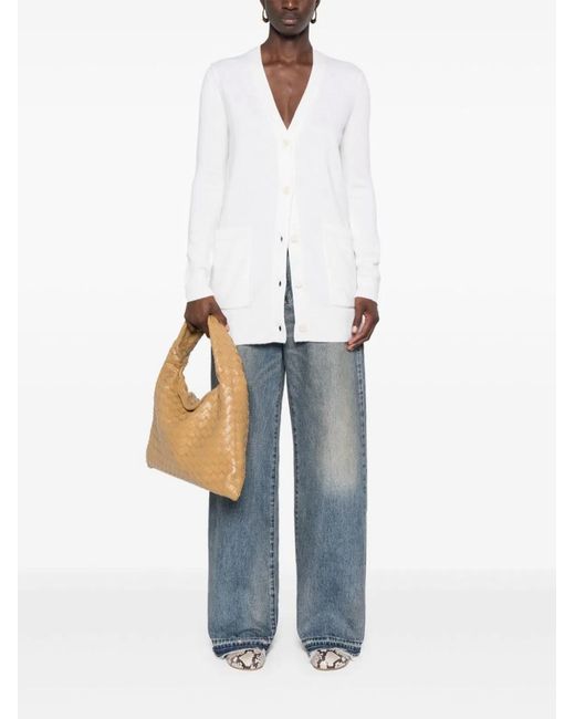 Max Mara White Wool And Cashmere Blend Cardigan