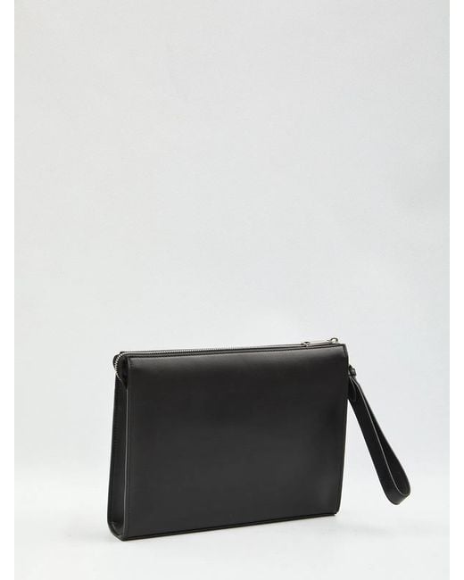 Fendi Black Leather Clutch Bag With Logo for men