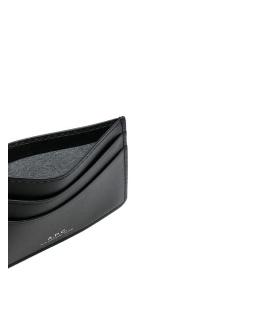 A.P.C. Black Cow Leather Porte-Cartes Andre Wallet for men
