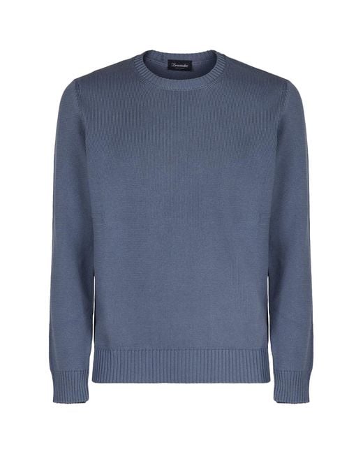 Drumohr Blue Cotton Sweater for men