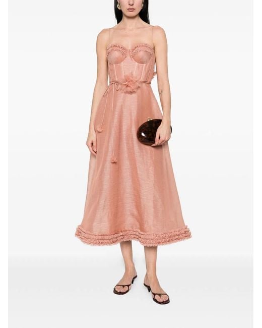 Zimmermann Pink Luna Midi Dress