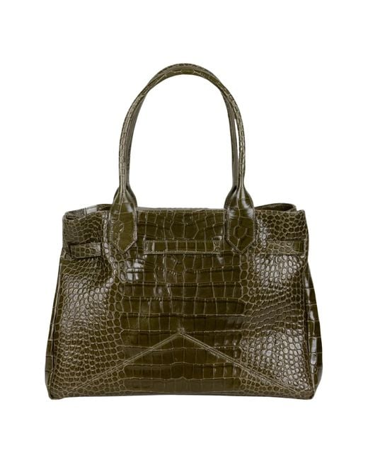 Ballantyne Green Medium Kate Buckle Embossed Shoulder Bag