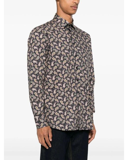 Etro Gray Cotton Stretch Shirt for men